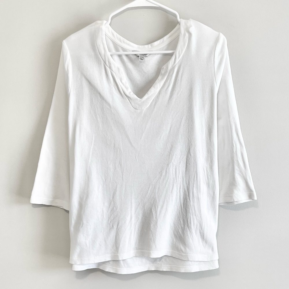 Orvis 100% Pima Cotton 3/4 Sleeve Split Neck Top